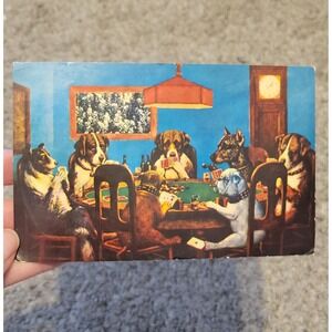 Vintage Dogs Playing Cards Postcard Epherma Advertising Used